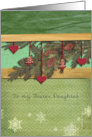 Foster Daughter Christmas Hearts Fir Cones Pine Branch card
