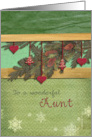 to my Aunt Christmas Hearts Fir Cones Pine Branch card