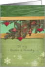 For Sister and Family Christmas Hearts Fir Cones Pine Branch card