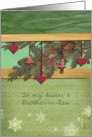 Sister and Brother in Law Christmas Hearts Fir Cones Pine Branch card