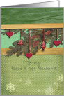 To my niece & husband, Christmas card, Fir cones on pine branches card