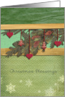 Christmas Blessings Business Pine Branch Hearts card
