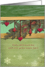 Frohe Weihnachten, German merry christmas card, hearts & pine cone card