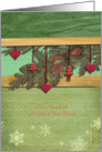 feliz navidad, merry christmas in Spanish, hearts, christmas tree, card