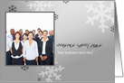 Season’s Greetings business photo card, silver grey snowflakes card