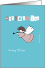 to my Niece, hallelujah, christmas card, cute angel, trumpet card