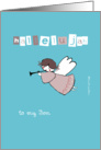 to my Son, hallelujah, christmas card, cute angel, trumpet card
