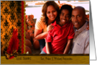Happy Thanksgiving Custom Photo Damask and Feather card