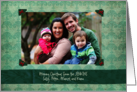 Christmas Custom Photo Corners Green Damask with Bows card