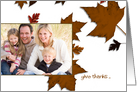 give thanks, thanksgiving photo card, leaves in fall colors card