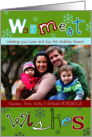 Warmest Wishes Christmas Custom Photo with Snowflakes and Letters card