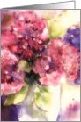 purple and pink hydrangea, watercolor painting, blank note card