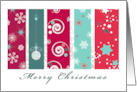Merry Christmas Green and Red Bauble Snowflakes and Stars card