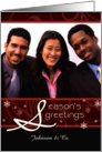 Season’s Greetings Business Christmas Custom Photo Red and Black card