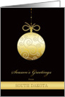 Season’s Greetings from South Dakota, gold bauble, Christmas Card