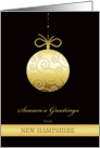 Season’s Greetings from New Hampshire, gold bauble, Christmas Card
