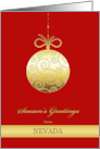 Season’s Greetings from Nevada Faux Gold Christmas Bauble card