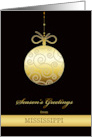 Season’s Greetings from Mississippi Faux Gold Christmas Bauble card
