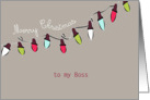 to my Boss, Merry Christmas, Christmas lights, red, green, taupe card