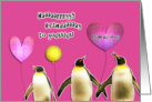 Happy Birthday from all of us, cute penguins with balloons card