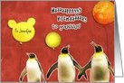 Happy Birthday, customizable card, penguins with balloons card