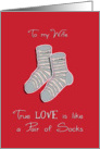 To my Wife, I love you, we’re the perfect pair, socks card