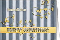 Happy Birthday from all of us, Business birthday card, floral stripes card