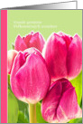 Slovak Happy Easter card, pink tulips card