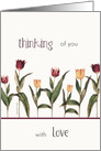 Thinking of you, With love, Cancer encouragement card, Tulips card