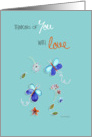 thinking of you, encouragement, teal butterflies card