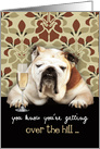 Happy Birthday, Over the Hill, Humorous Male Bulldog, Retro card
