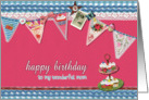 to my wonderful mom, happy birthday, bunting & cupcakes card
