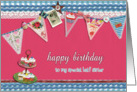 to my half sister, happy birthday, bunting & cupcakes card