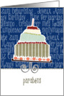 parabns, happy birthday in Portuguese, cake & candle card