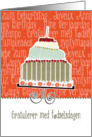 Gratulerer med fdselsdagen, happy birthday, Norwegian, cake & candle card