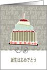 happy birthday in Japanese, cake & candle card
