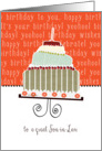 to a great son-in-law, happy birthday, cake & candle card
