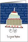 to a great nephew, happy birthday, cake & candle card