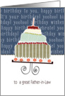 to a great father in law, happy birthday, cake & candle card