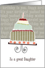 to a great daughter, happy birthday, cake & candle card