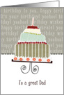 to a great dad, happy birthday, cake & candle card