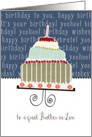 to a great brother in law, happy birthday, cake & candle card