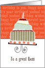 to a great boss, business happy birthday card, cake & candle card