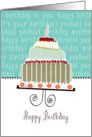 Happy birthday, cake, cherries & candle card