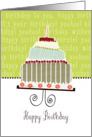 Happy birthday, cake, cherries & candle card