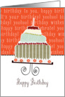 Happy birthday, cake, cherries & candle card