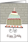 Happy birthday, business birthday card,cake, cherries & candle card