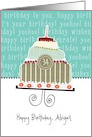 Happy birthday, Abigail, customizable birthday card, cake, card