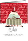 Happy birthday, Alexander, customizable birthday card, cake, card