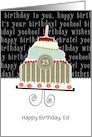 Happy birthday, Edward, customizable birthday card, cake, card